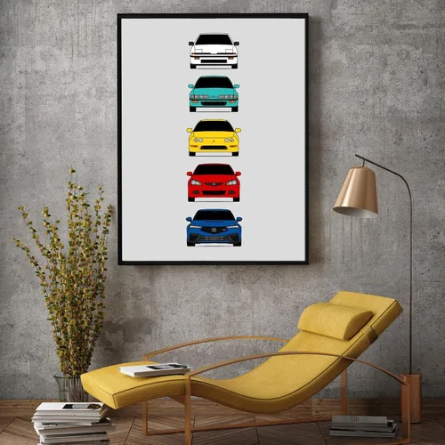 Vista 5 de Custom Car Posters Póster hecho a mano compatible con Acura Integra Evolution Generations e impresión de Acura Integra, multicolor, 8 x 10 pulgadas