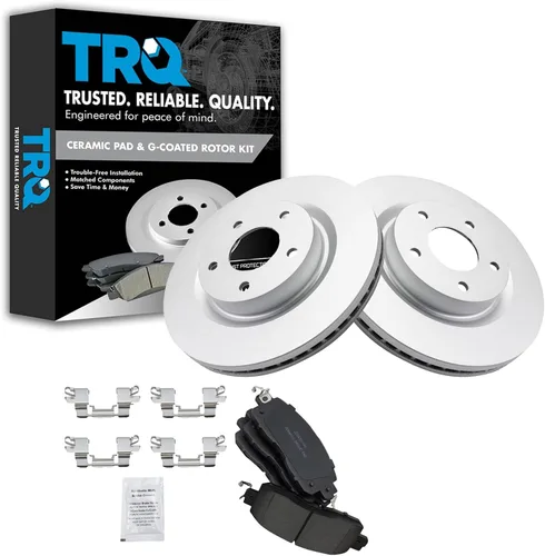 Vista 21 de TRQ Juego de pastillas de freno delantero y rotores con revestimiento de cerámica compatible con Jeep Compass Patriot 2017