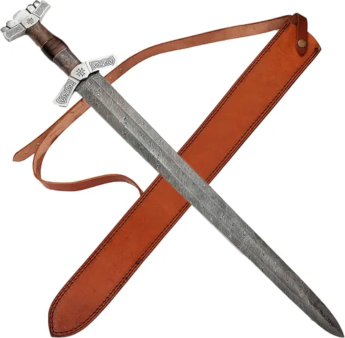 Vista 9 de Armory Replicas™ Colección de espadas de acero de Damasco vikingo y anglosajón de espada completa
