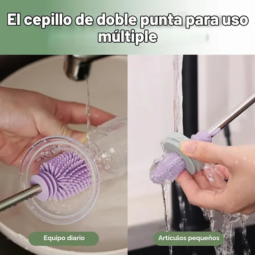Vista 2 de haakaa Cepillo de Limpieza Cepillo de Silicona para Biberones de Doble Punta con Cerdas Suaves de Silicona para Extractores de Leche Materna Lavanda