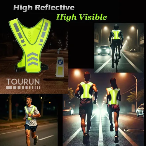 Vista 7 de Chaleco reflectante para correr, con bolsillo, para mujeres, hombres y niños, bandas reflectantes de seguridad para ciclismo nocturno, caminar