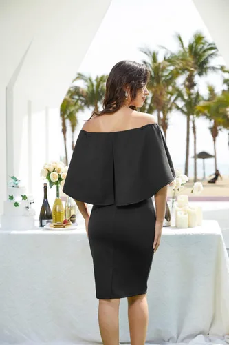 Vista 4 de GRACE KARIN Vestido midi delgado con hombros descubiertos para mujer