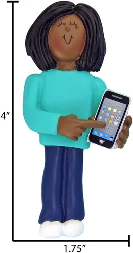 Vista 3 de Adorno personalizado para teléfono inteligente 2024 – Adornos de Navidad afroamericanos, regalos únicos, adornos de teléfono celular para árbol