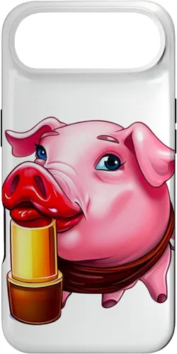 Vista 27 de Funda para iPhone 17 con lápiz labial para niñas en un cerdo