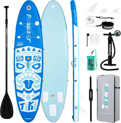 Vista 16 de FunWater Inflatable Stand Up Paddle Board with Beginners SUP Accessories 10'6'' SUP,Anti-Slip EVA Deck,200-450lbs Capacity/Big Fin，Inflatable