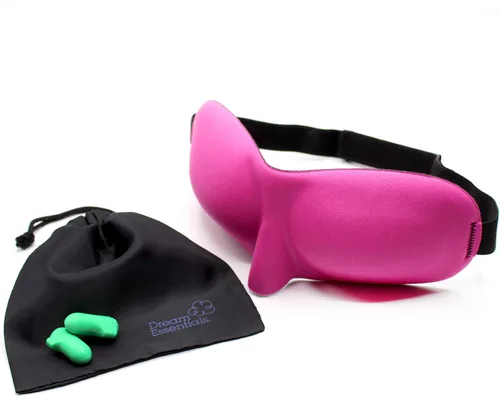 Vista 12 de Antifaz contorneado para dormir Dream Essentials, con tapones para los oídos y funda de transporte, color negro