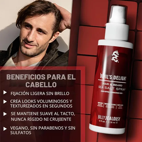 Vista 4 de Billy Jealousy Spray de sal marina, spray texturizante y voluminizador para todo tipo de cabello y longitudes de barba