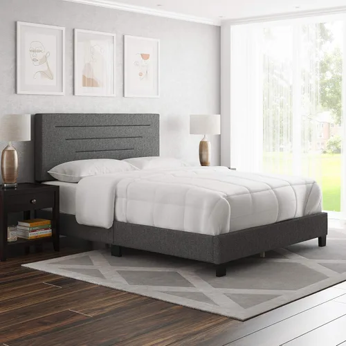 Vista 12 de Boyd Sleep Cama tapizada de lino negro con cabecera ajustable, tamaño individual, con base o somier calificado para su uso
