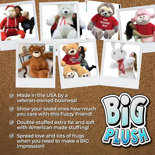 Vista 3 de Big Plush Oso de peluche gigante de 5 pies con camiseta Let Me Be Your Teddy Bear de 60 pulgadas, suave, color marrón canela, enorme oso de peluche