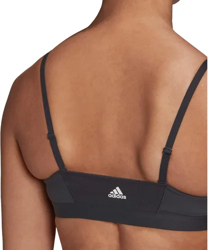 Vista 3 de adidas Brasier All Me de malla con 3 franjas para mujer