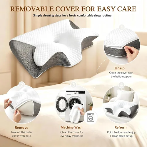 Vista 6 de Almohada cervical de espuma viscoelástica Cozy Rest (negro) (gris)