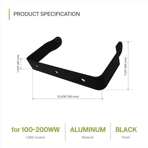 Vista 2 de ASD Soporte de montaje de reflector para luces de área LED Compatible con LSB5, LSB5A de 150-200 W Negro