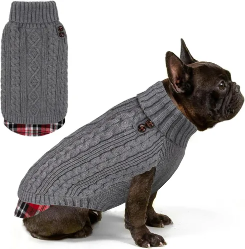 Vista 27 de KYEESE Suéter suave para perros pequeños, machos, abrigado, de cuello alto, ropa elástica de punto para gatos, abrigo cómodo para cachorros