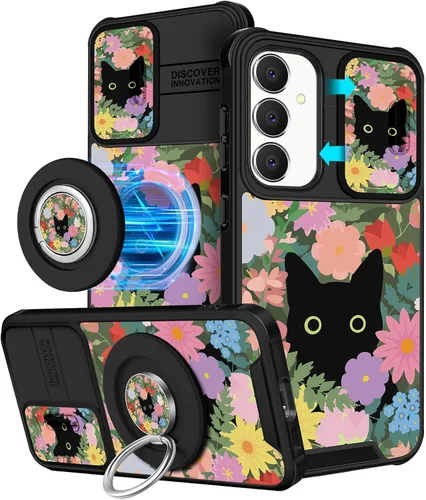 Vista 34 de Funermei Funda para teléfono Samsung Galaxy A15 5G - [2 en 1] Funda para teléfono de mujeres lindas chicas, diseño femenino de mariposa negra