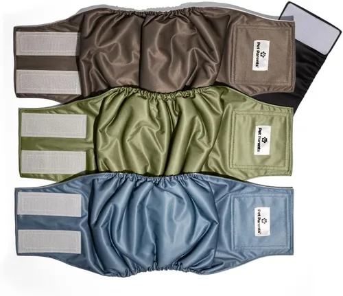 Vista 10 de Pet Parents - Bandas abdominales y extensores lavables prémium para perros machos - Pañales para perros machos - Paquete de 3 - Color: negro