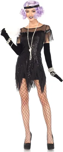 Vista 2 de Leg Avenue Disfraz de cóctel Gatsby Flapper de los años 20 para mujer, Negro