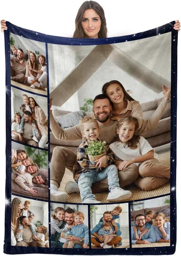 Vista 10 de Youltar Manta personalizada con fotos/texto, manta personalizada con fotos para familiares y amigos, Navidad, Halloween, cumpleaños, boda, regalos