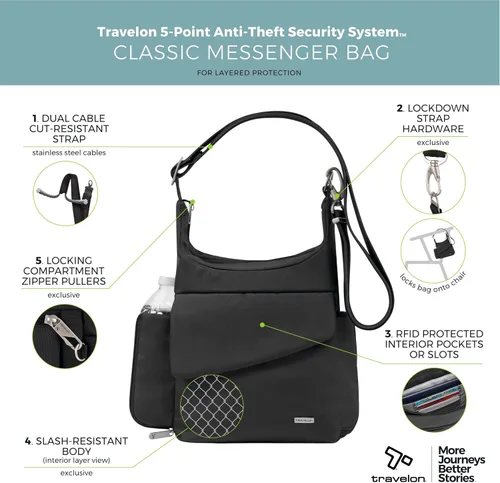 Vista 3 de Travelon Anti-Theft Classic Messenger Bag