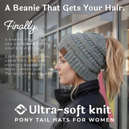 Vista 38 de Funky Junque - Gorro para mujer con ranura para cola de caballo