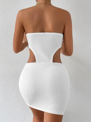 Vista 2 de SHENHE Mini vestido de ganchillo para mujer, vestido ajustado sin mangas, tubo ajustado Y2K, vestido de fiesta y club