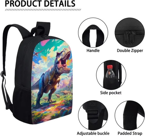 Vista 21 de HUGS IDEA Juego de 3 bolsas escolares con aislamiento térmico para el almuerzo, estuche para lápices