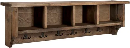 Vista 8 de Alaterre Furniture Perchero Industrial Pomona de 48 Pulgadas Montado en Pared con 6 Ganchos Resistentes y 4 Compartimentos Abiertos, Organizador