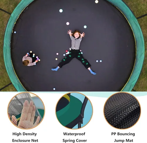 Vista 2 de 1400LBS 6FT 8FT 10FT 12FT 14FT Springless Trampolines for Kids and Adults, ASTM Approved Outdoor Trampoline with Enclosure Net, Backyard Trampoline
