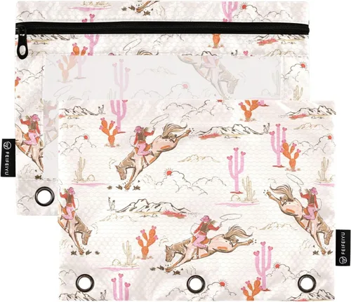 Vista 28 de Estuche de béisbol blanco para lápices de 3 anillas, paquete de 2 carpetas para lápices, estuche transparente con cremallera, bolsa de cosméticos