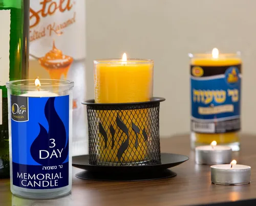 Vista 4 de Ohr Yahrzeit Memorial Candles - Velas Yahrzeit de 3 días en vaso de vidrio, 1 paquete