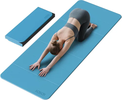 Vista 11 de Tapete plegable extra grande de yoga y fitness de 0.315 pulgadas (74 x 31.5 x 0.32 pulgadas), tapete de pilates ligero y antideslizante de doble