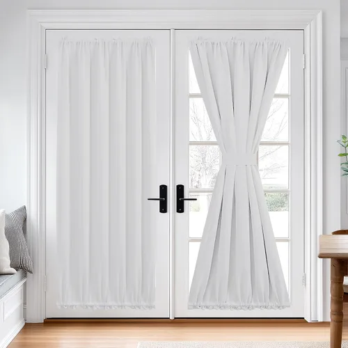 Vista 40 de Deconovo Cortinas opacas para puerta, bolsillo para cortinero y cortinas de bloqueo con aislamiento térmico para dormitorio, 137.16 x 189.2 cm, azul