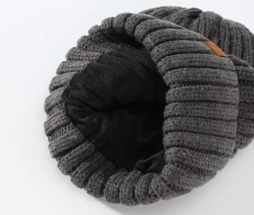 Vista 6 de Home Prefer Gorro de invierno para hombre, gorro de punto de vellón, gorro cálido para hombre y mujer