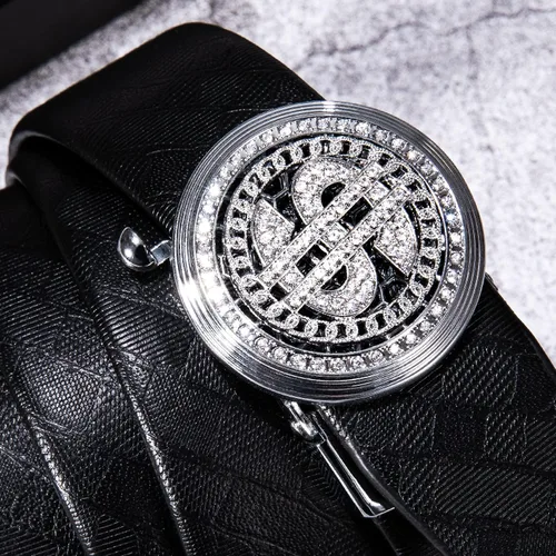 Vista 3 de Dubulle Cinturón de trinquete para hombre diseño de moda casual hebilla automática correa de cinturón de golf fácil de usar cortable
