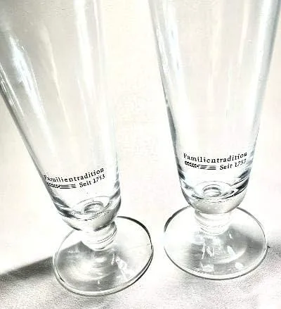 Vista 6 de Warsteiner Vidrio Pilsner con borde dorado 0,2 L Das Einzig Wahre 1753 Par de dos (2) Nuevo