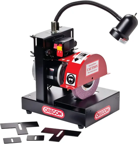Vista 3 de Oregon Afilador de cuchillas compacto para cortacésped y amoladora de cuchillas, resistente, motor de 1 HP, ajustable (88-018)