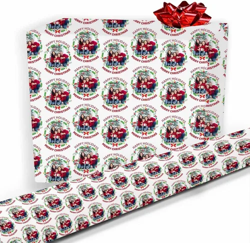Vista 16 de Papel de regalo personalizado, divertido papel de regalo para cara, foto, nombre, Día del Padre, rollo de regalo para papá, hombres, mujeres, niños