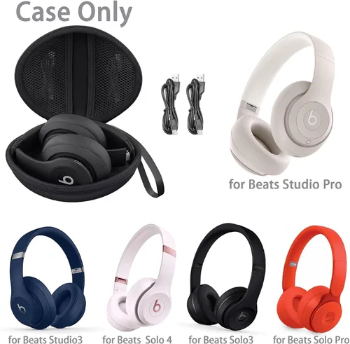 Vista 2 de co2CREA para audífonos Beats Studio Pro / Studio3 / Solo4 / Solo3, estuche de viaje rígido compatible con audífonos inalámbricos de diadema Beats