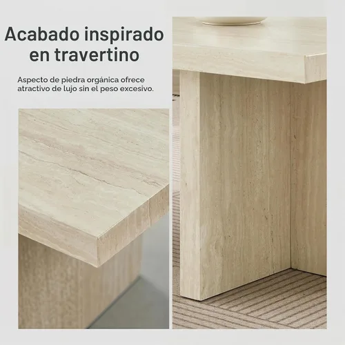 Vista 9 de Roundhill Furniture Mchome - Mesa de centro contemporánea, mármol sintético beige