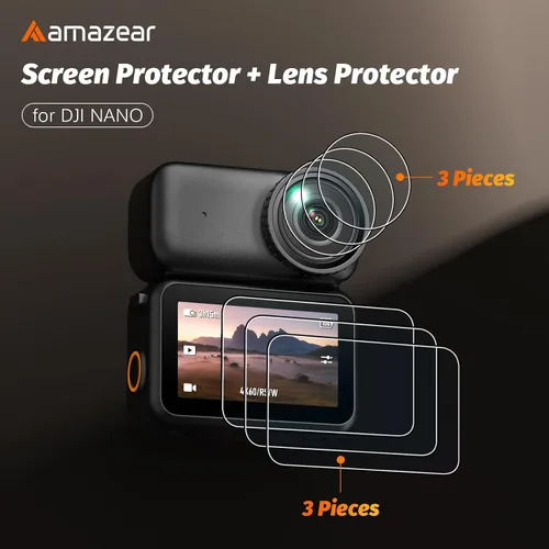 Vista 2 de AMAZEAR Protector de lente y pantalla para accesorios DJI Osmo Nano/Xtra Atto, 6 unidades HD de protección completa Nano vidrio templado 9H Multi