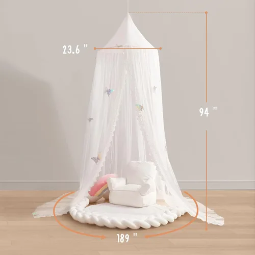 Vista 7 de LOAOL Toldo para cama infantil con toldo colgante de encaje para cuna, rincón, castillo, tienda de campaña, cuarto de bebé, decoración de sala