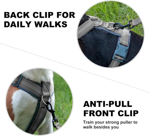 Vista 29 de Arnés para perro Plutus Pet sin tirón, arnés ajustable de nylon con acolchado suave, arnés para perro reflectante y resistente para perros pequeños