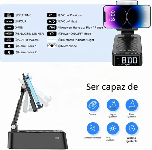 Vista 5 de Regalos para hombres y mujeres, soporte de teléfono con altavoz Bluetooth