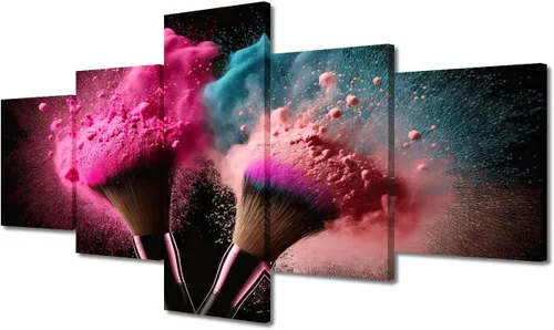 Vista 51 de Póster abstracto de labios de niña, cuadros dorados sobre lienzo, arte de pared, hermosos pósteres e impresiones en lienzo de 5 piezas, arte