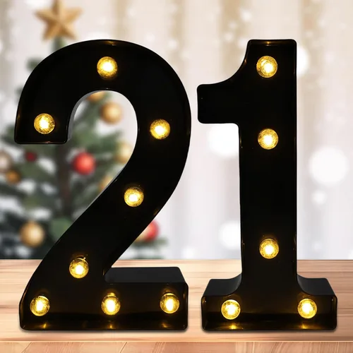 Vista 11 de Números de marquesina LED, números iluminados 2025 para fiestas, letras pequeñas iluminadas, número iluminado a pilas para cumpleaños o decoración