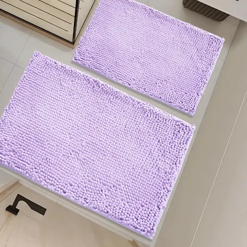 Vista 33 de Juego de alfombras de baño de 2 piezas, súper absorbente suave, gruesa, lavable en lavadora, alfombra de baño de chenilla antideslizante, alfombra