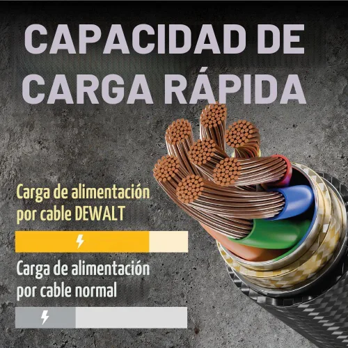 Vista 4 de DEWALT Cable USB a Lightning de alta resistencia [certificado Apple MFi] cargador duradero para iPhone, cables Lightning, cable de carga rápida