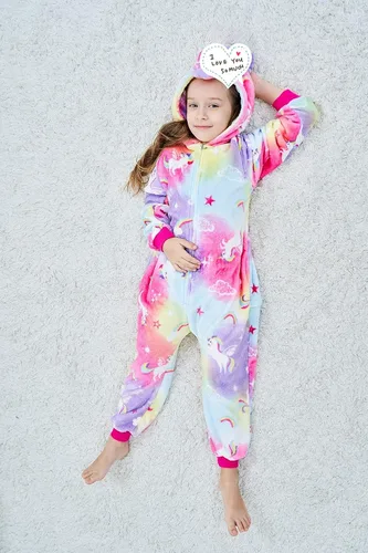 Vista 7 de Riverchan Kids Unicorn Onesie Animal Pajamas Halloween Cosplay Costume Sleepwear Gift for Girls and Boys