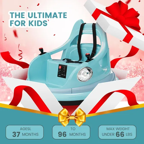 Vista 4 de Coche de parachoques para niños, auto eléctrico de 12 V para niños, auto de choque giratorio de 360° con control remoto para padres, 2 modos de Azul