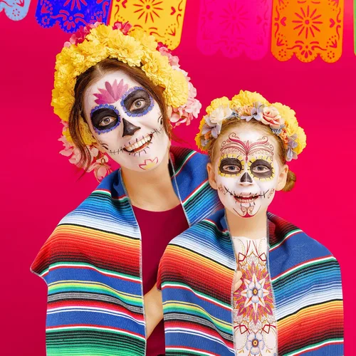 Vista 6 de 24 piezas de camino de mesa de sarape mexicano tejido a mano con flecos de algodón, camino de mesa colorido a rayas mexicanas para decoraciones
