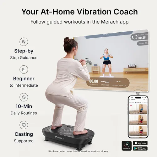 Vista 4 de MERACH CV30 Pro Curved Vibration Plate Exercise Machine, Powerful & Quiet Negro